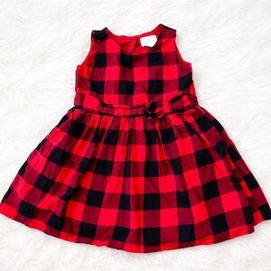 The Children’s Place Red Black Checkered Plaid Dress Size 4T Cotton Girls Dress